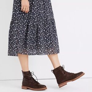 The Clair Lace-Up Boot in Croc Embossed Leather